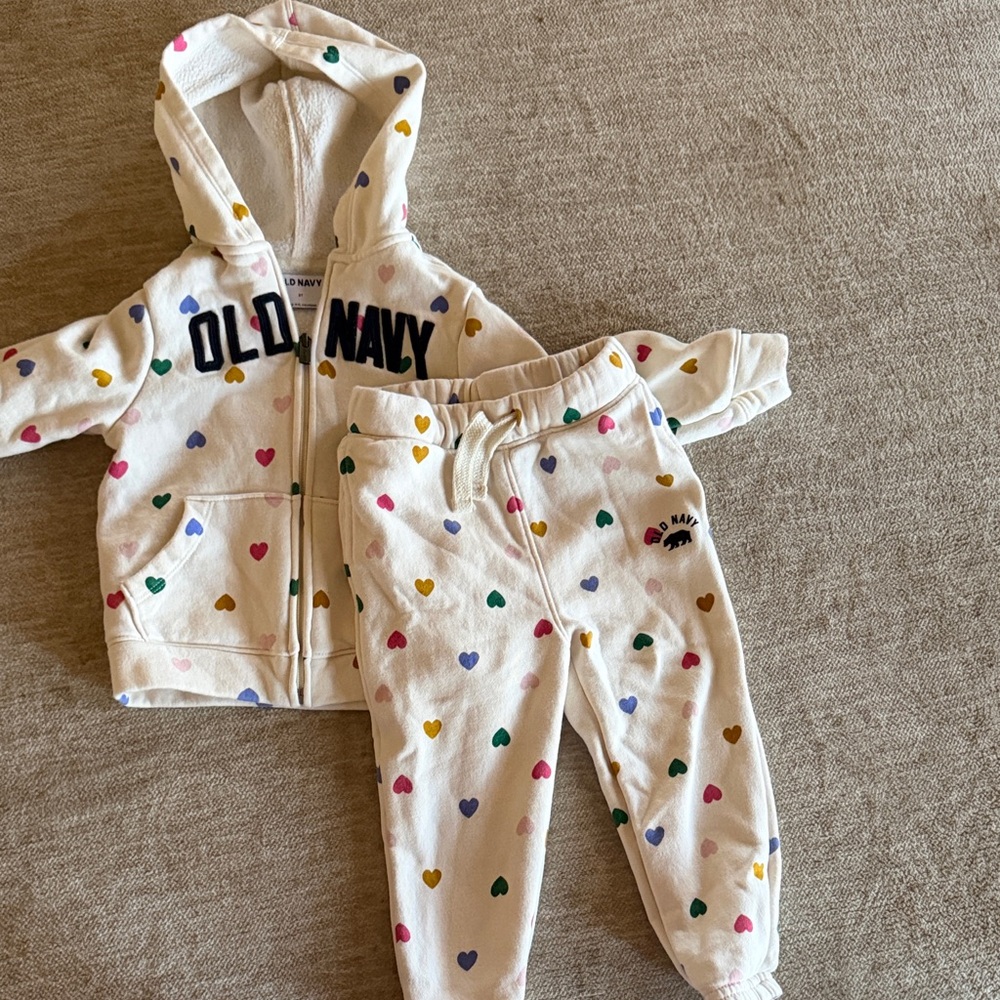 Old Navy Multicolor Heart Hoodie and Joggers